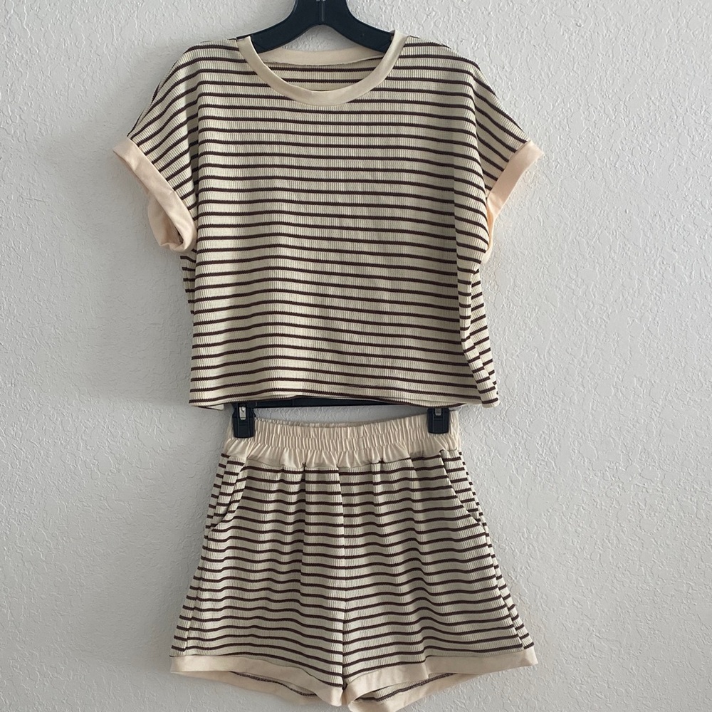 SHEIN Cream and Black Striped set